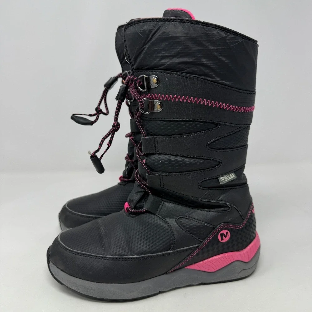 Merrell Arctic Blast Snow Boots Black Pink Waterproof Girl Size 13‎